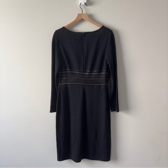 St. John Sheer Embellished Waist Evening Dress Long Sleeve Sparkly Rhinestones - Picture 2 of 15